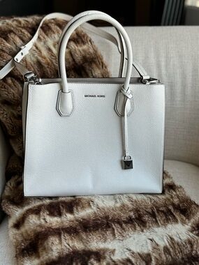 Michael Kors White Pebbled Leather Satchel